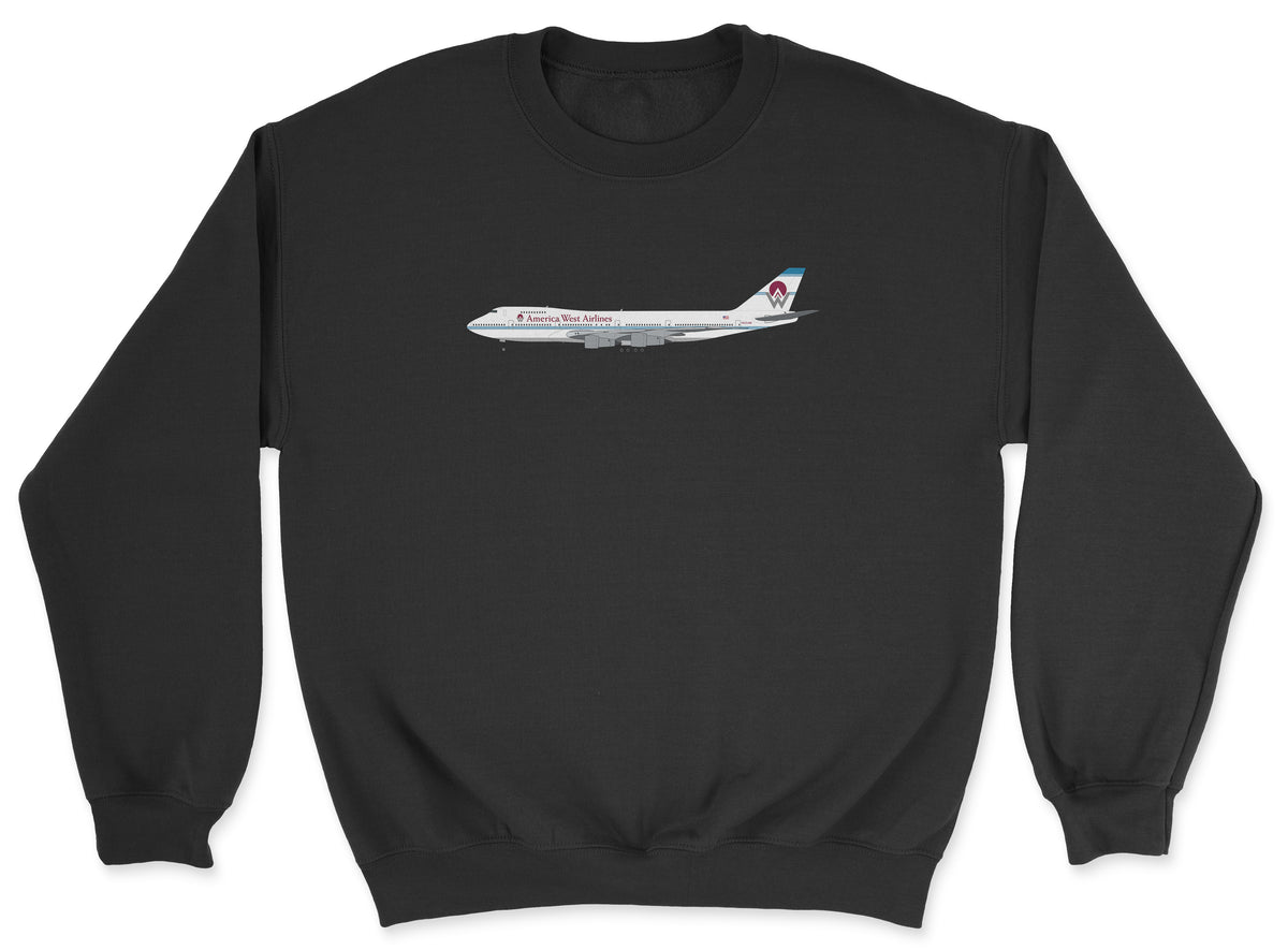 America West Airlines Boeing 747 Unisex Sweatshirt - Black