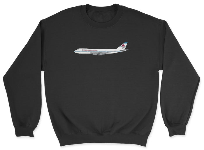 America West Airlines Boeing 747 Unisex Sweatshirt - Black