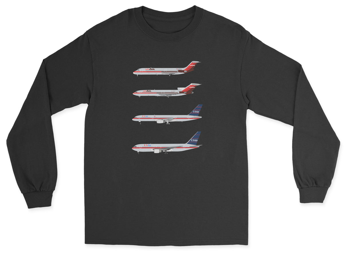 USAir DC-9, B727, B757, B767 Unisex Long Sleeve T-Shirt - Black