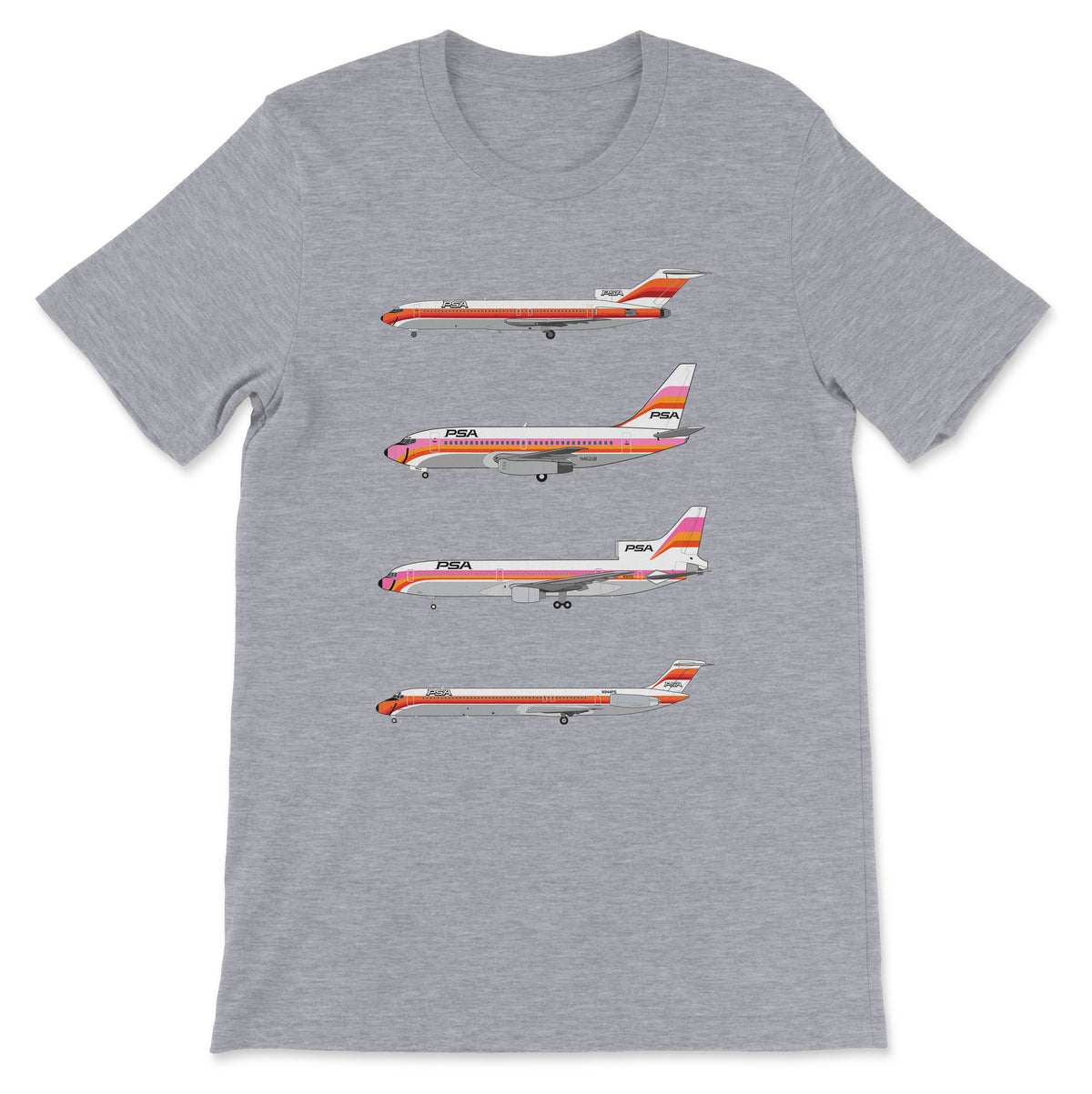 PSA B727, B737, L1011, MD-80 Unisex T-Shirt - Athletic Heather