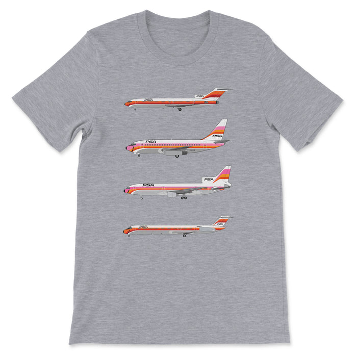 PSA B727, B737, L1011, MD-80 Unisex T-Shirt - Athletic Heather