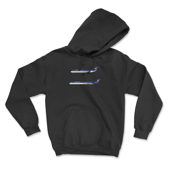 Midwest Airlines McDonnell Douglas DC-9, MD-80 Unisex Hoodie - Black