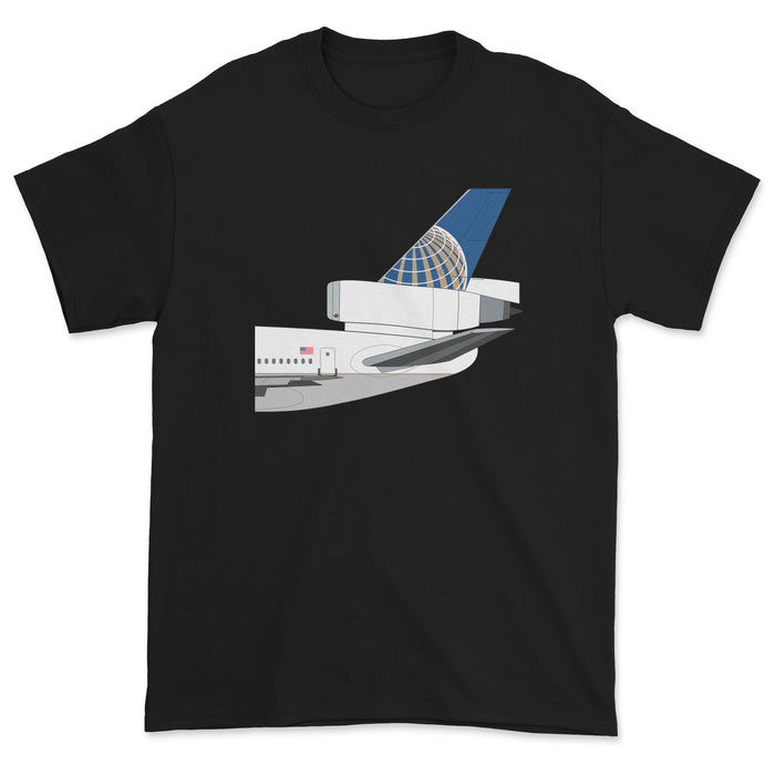 Continental Airlines Mcdonnell Douglas DC-10 Tail Section Unisex T-Shirt - Black