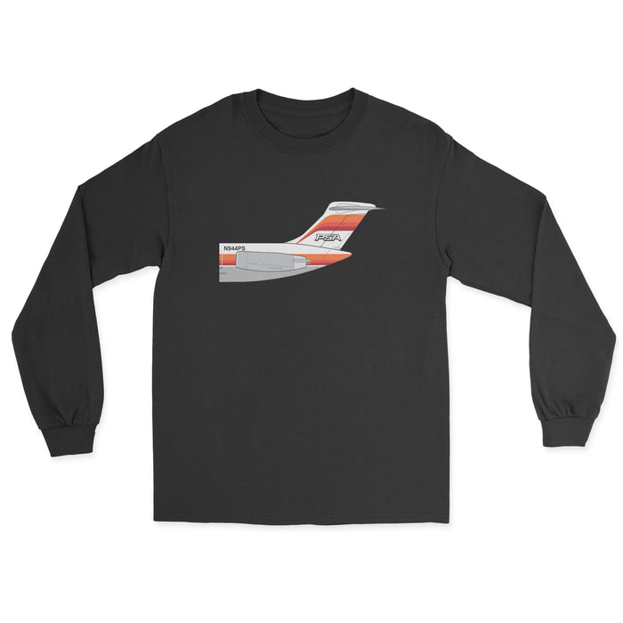 PSA McDonnell Douglas MD-80 Tail Section Unisex Long Sleeve T-Shirt - Black