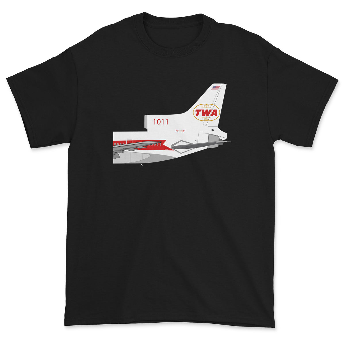 TWA Lockheed L-1011 TriStar Tail Section Unisex T-Shirt - Black